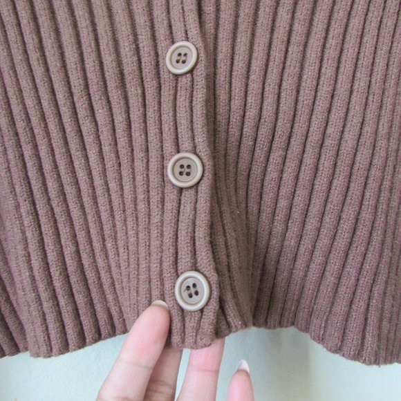 CHOCOLATE Brown Cropped Knit Cardigan SweaterSize-Small Excellent! ~orig.$58~ - Picture 3 of 7